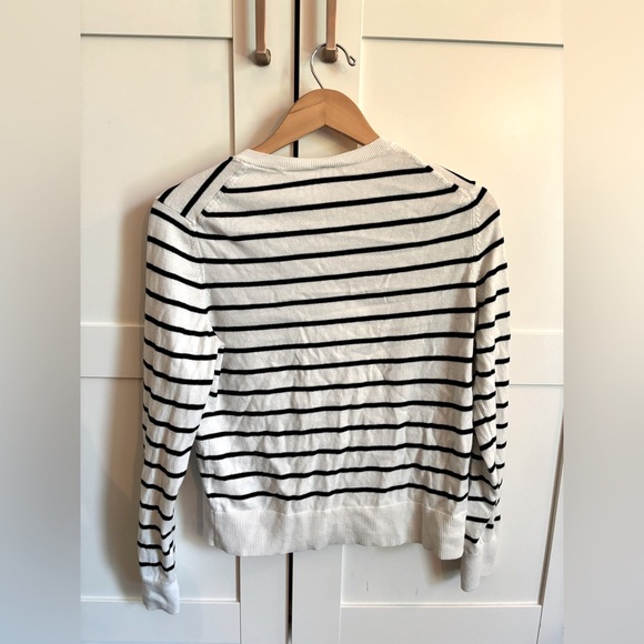 GAP Classic Striped Sweater Cardigan size large blk & white 100% cotton vintage - Picture 6 of 6